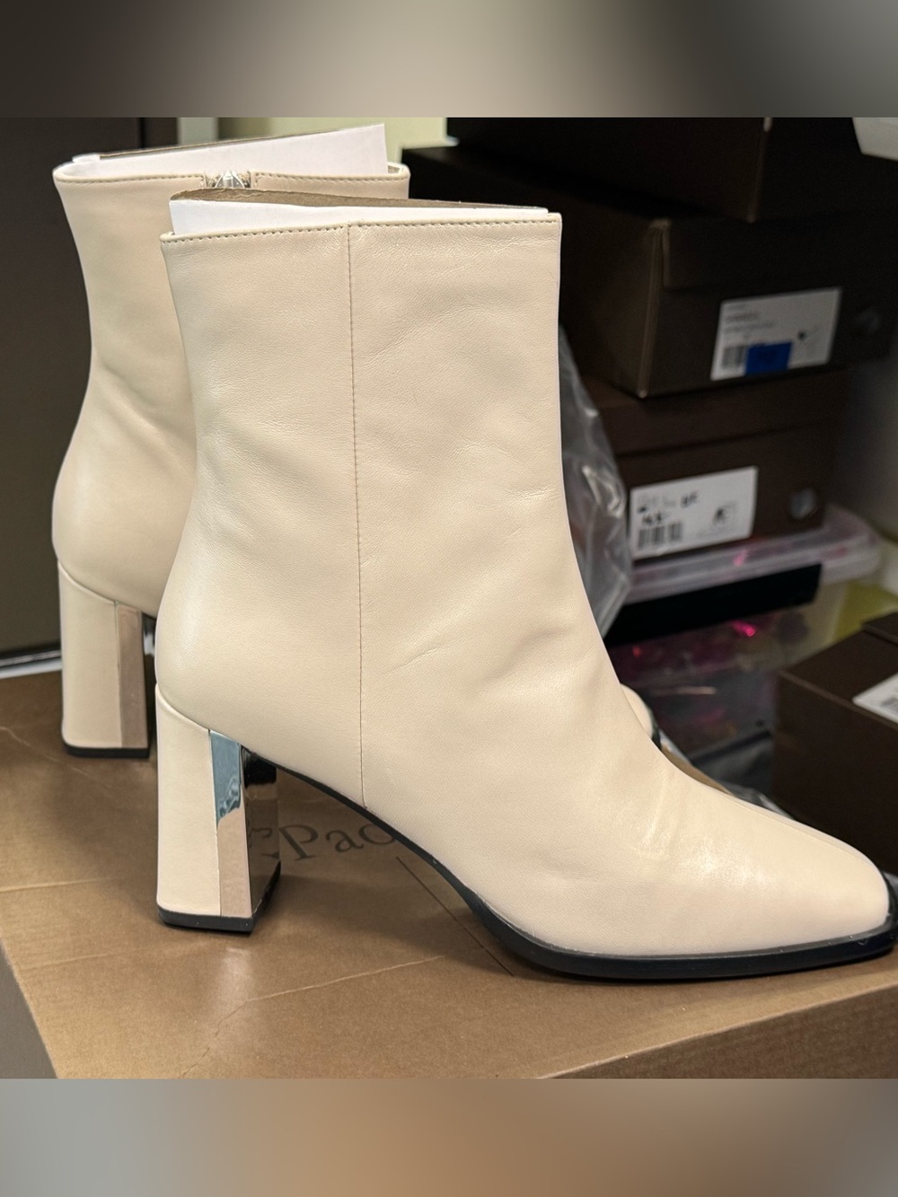 Linea Paolo Leather Block-Heel Ankle Boots *BRAND NEW*